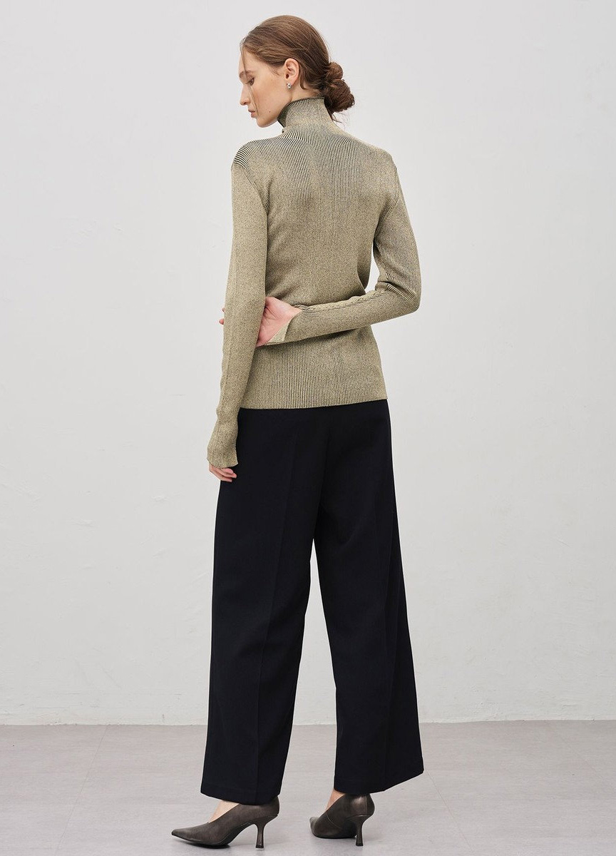 亮絲針織高領上衣